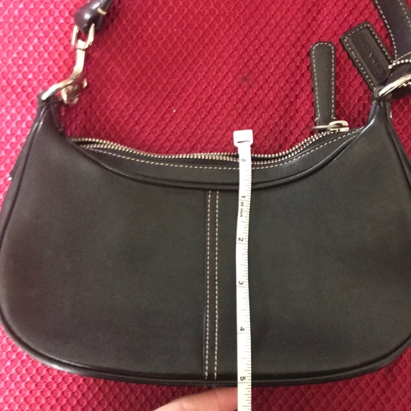 Coach Purse Black Leather Small White Stitch - Picture 4 of 8
